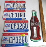 Coca-Cola thermometer, 4 Bicentennial license plat