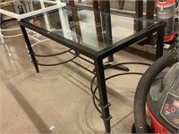 Black Metal Coffee Table and Floor Lamp Set -