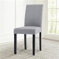 Gray Fabric Armless Dining Chair with Solid Wood