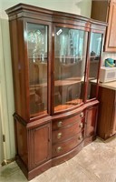 Vintage mahogany one-piece china cabinet