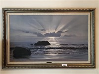 30x46 framed sofa print "Moonlight Sea"