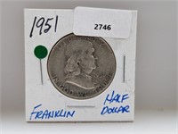 1951 90% Silv Franklin Half $1 Dollar