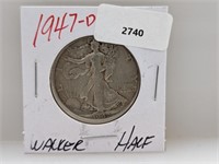 1947-D 90% Silv Walker Half $1 Dollar