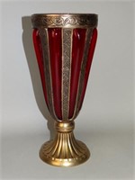 Ornate Red Vase in Brass Mounting