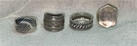 (4) Vintage Silver Tone Men's Rings
