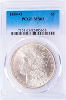 Coin 1884-O  Morgan Silver Dollar PCGS MS63