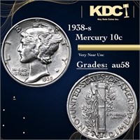 1938-s Mercury Dime 10c Grades Choice AU/BU Slider