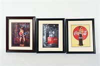 3 FRAMED COCA-COLA PRINTS