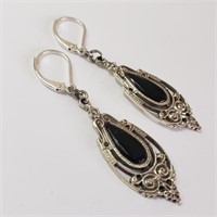 $160 Silver Black Onyx Earrings