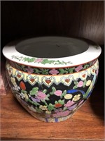 Hand painted Chinese flower pot, stamped on bottom
