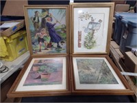 5 Vintage Framed Prints