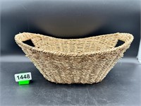 Woven textile over wire frame basket