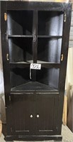 Painted Black Wood Corner Cabinet