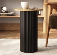 Round Fluted Accent Side Table - Drink Table -