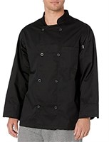 Chef Code Men's 8 Pearl Button Chef Coat, Black,
