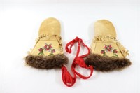 Cree-Metis Canada Crafted, Beaded, Woven Mittens