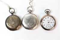 Antique Coin Silver Pocket Watches Lot of 3