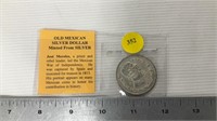 Old Mexican silver dollar minted from silver