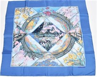 Hermes, "Giverny" Silk Scarf in Blue