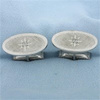 Vintage White Sapphire Cufflinks in Sterling Silve