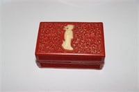 Red lacquerware box with inlay possibly 19th