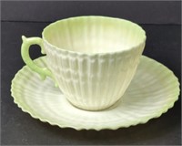 Belleek Mint Green Tea Set - 1926-46 - Crack