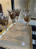 Set of 5 Art Glass Wine Stems