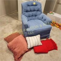 ROWE CHAIR, PILLOWS, BLANKET