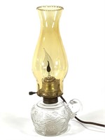 Rose PG Oil Lamp w Amber Chimney, Wired