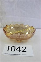Jeannette Amber Carnival Glass Footed Candy Dish