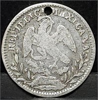 1830 Mexico Cap & Rays Silver Real, Holed