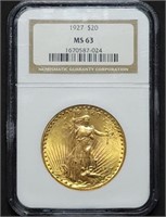 1927 $20 Gold Saint Gaudens NGC MS63 Dbl Eagle