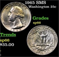 1965 SMS Washington Quarter 25c Grades sp66