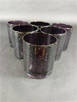 6 Hand Blown Amethyst Bubble Mexican Tumblers