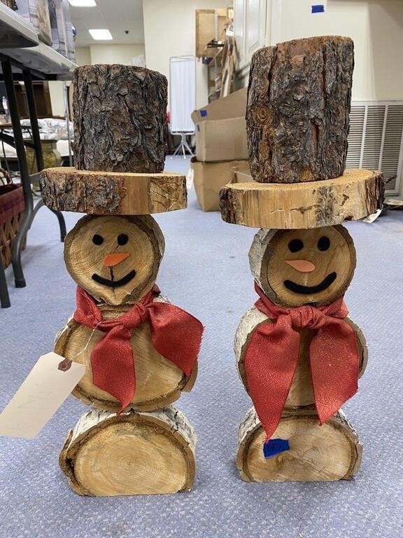 2 Log Snowmen 21"