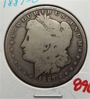 1887-O Morgan silver dollar.