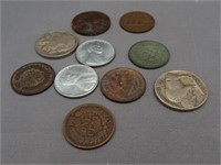 US Mixture: (5) Indian head cents, (2) BU 1943