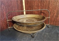 Vintage Double Pie Cooling Rack with tins