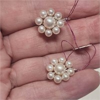 Sterling Silver and Pearl Earrings Clip On 1940s