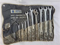 Assorted wrenches in roll up case