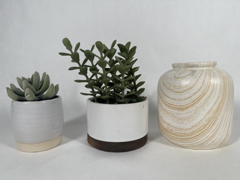 Threshold Faux Succulents & Tan Vase