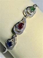 $400. S/Silver Emerald Ruby & Sapp. Bracelet