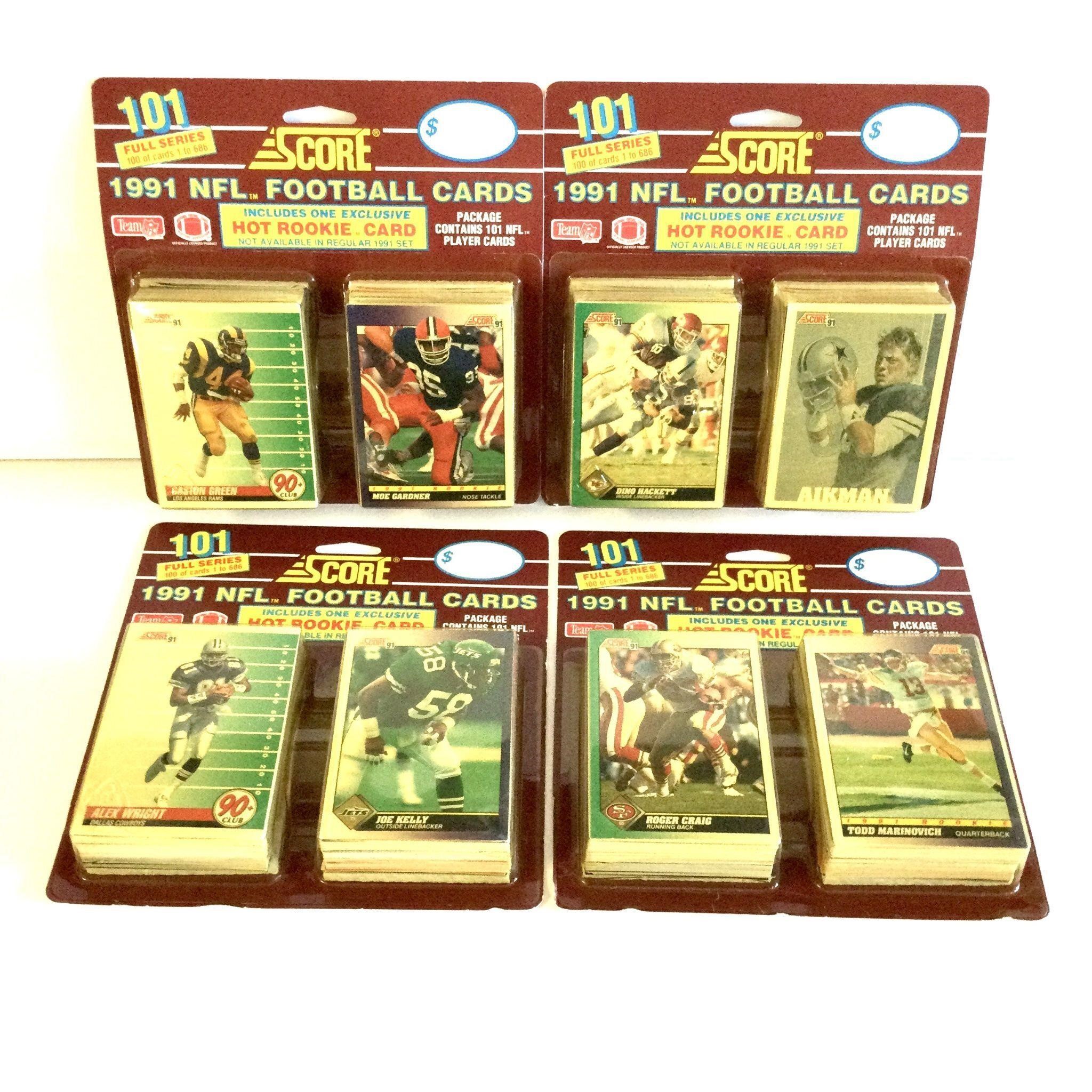 Lot of 4 1991 Score NFL Football Trading Cards