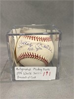 Autographed Mickey Mantle 1994 W. S. Baseball, etc