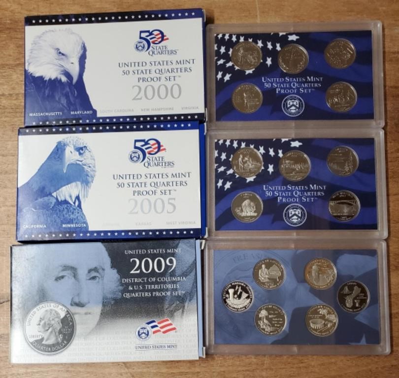 (3) U.S. Mint State Quarters Sets 2000-2005-2009