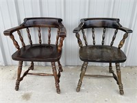 Two Vintage Wooden Windsor Dining Chairs