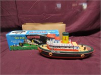 Tin Battery operated Tug Boat Neptune.