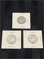 BUNDLE of THREE Quarters 25c - 1963D, 1964D, &