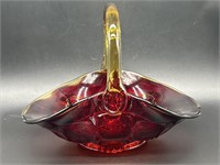 Vtg. Constellation Indiana Glass Ruby Red Basket