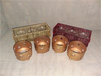 Candle Holders; Gold, Red, Gold